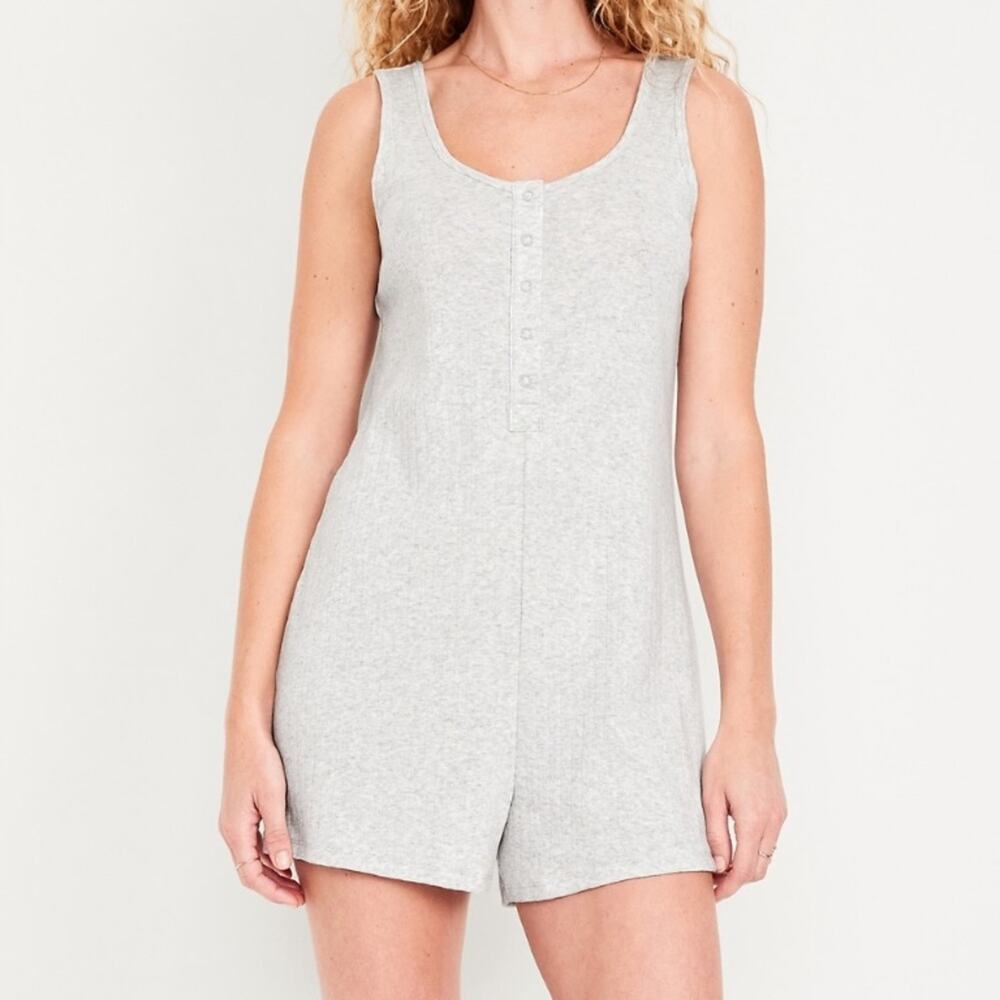 Old Navy light heather gray Knit Henley Romper